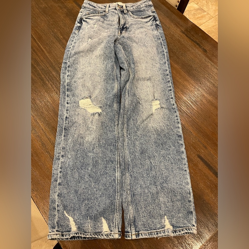 Buckle Light Blue Distressed Women's Flare Jeans